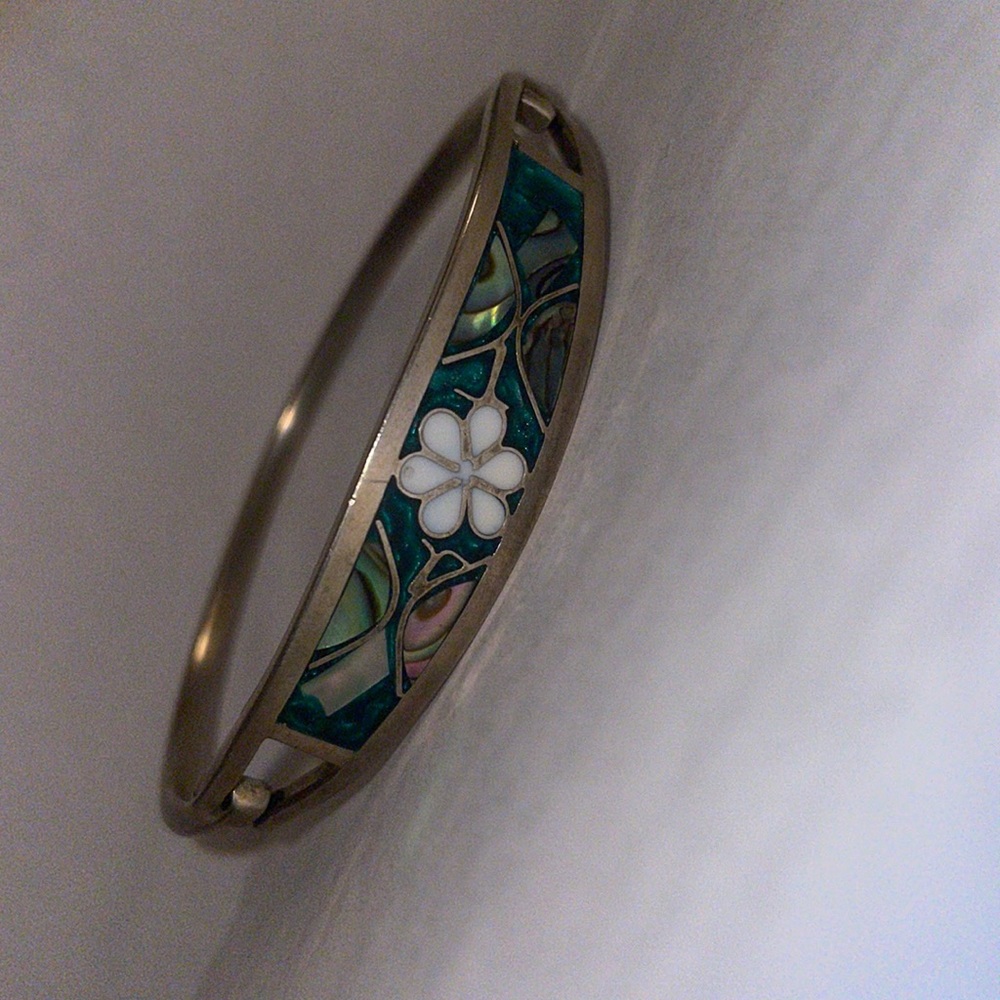 Vintage Alpaca Mexico inlay bracelet